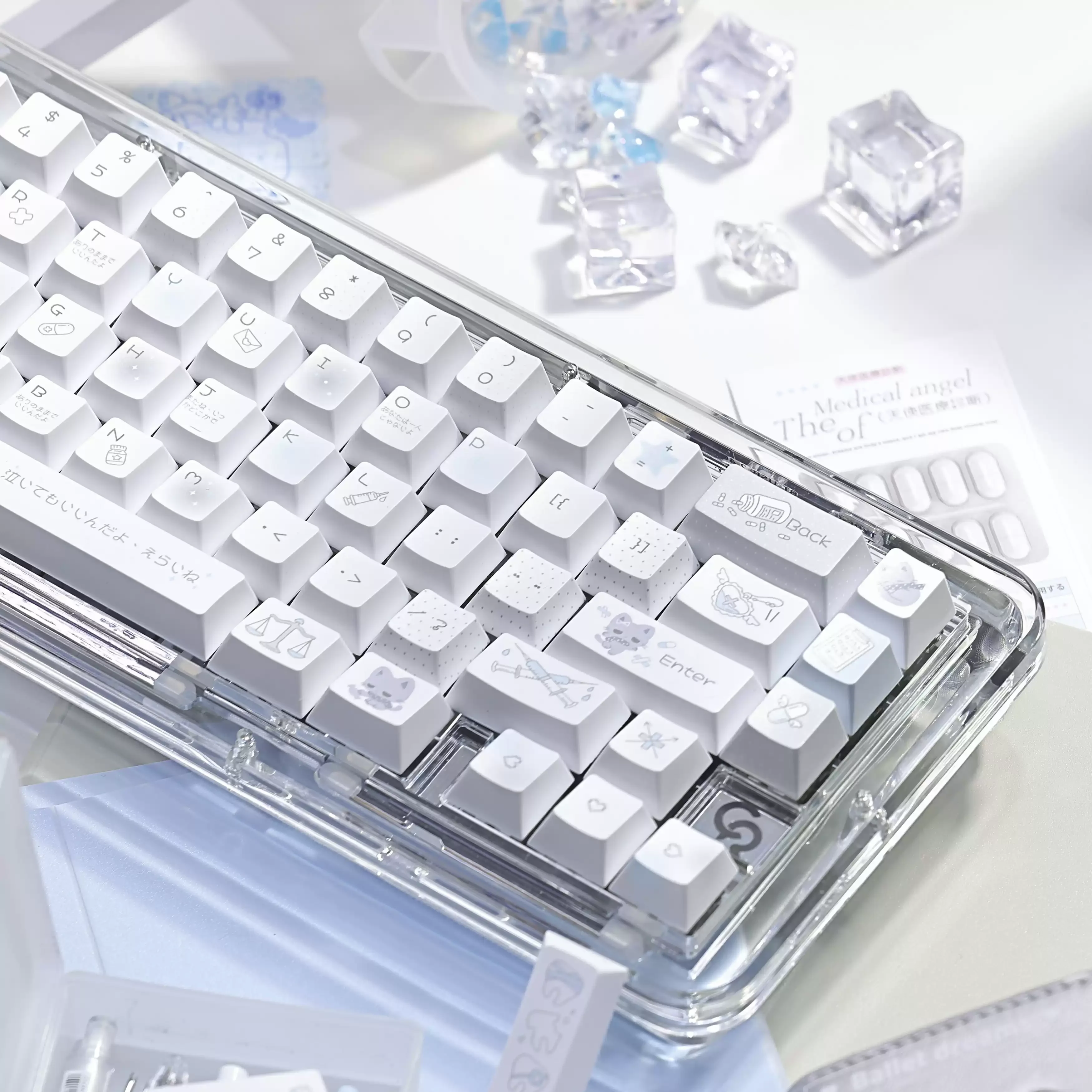 Medical Cat Theme Keycaps Set PBT Sublimation Keyboard Caps Custom FOA Cherry Profile Key Caps for Mechanical Keyboard Accessory