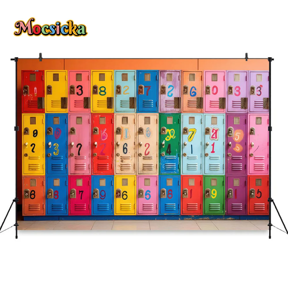 Fondo de fotografía colorido, taquillas Retro, Fondo de fiesta de cumpleaños, decoración de pastel para niños, estudio fotográfico