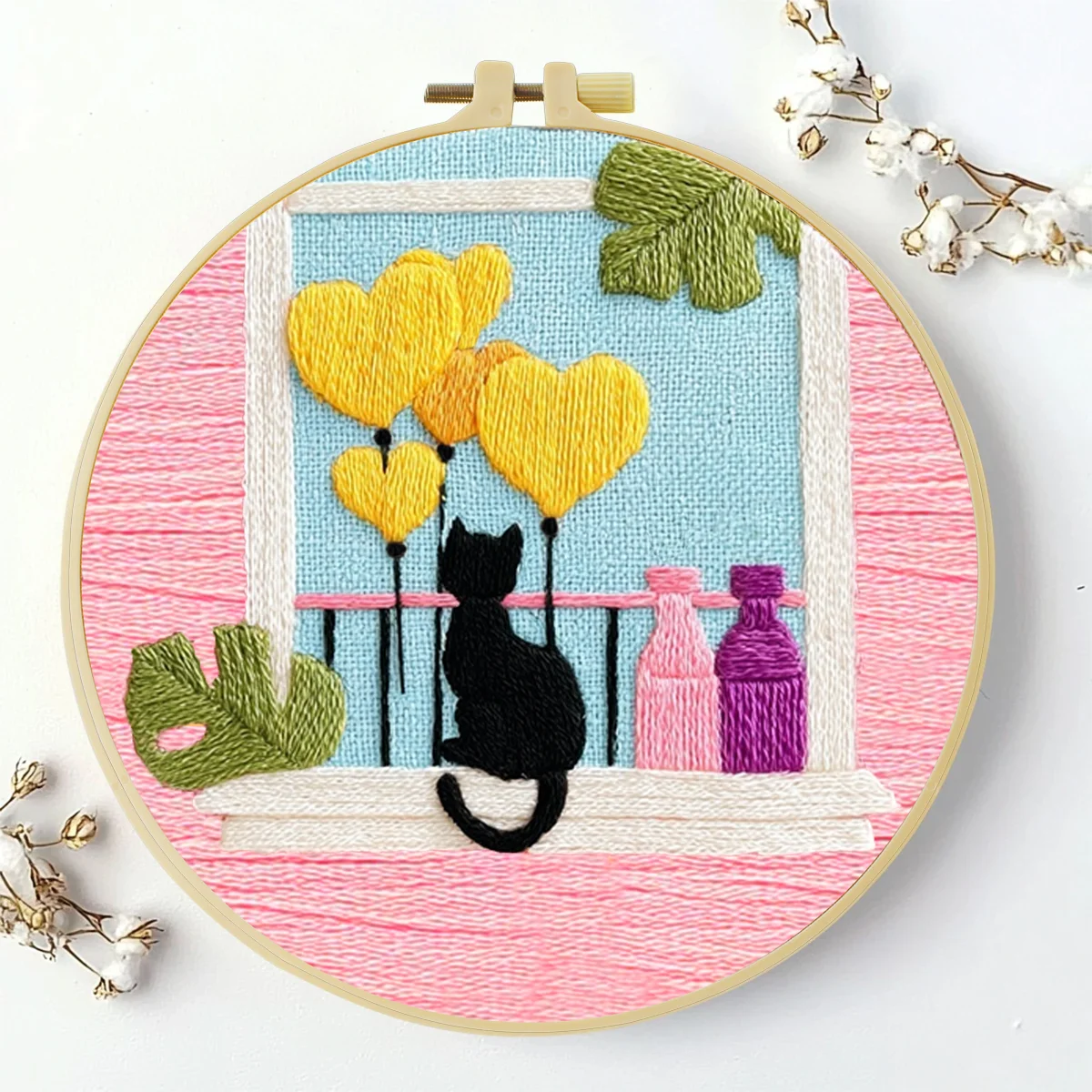 1 Stück 20X20CM/15X15CM 7,87/6,3 Zoll Katzen-Stickerei-Starter-Kit DIY-Kit DIY-Stickerei-Set Handarbeiten Nadelkunst Malerei – Detail 2