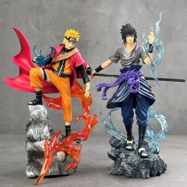 Bandai HOT S 23cm Naruto Anime-Figur Uzumaki Naruto Uchiha Sasuke Actionfigur PVC-Statue Desktop-Ornament Sammlerstück Geschenk