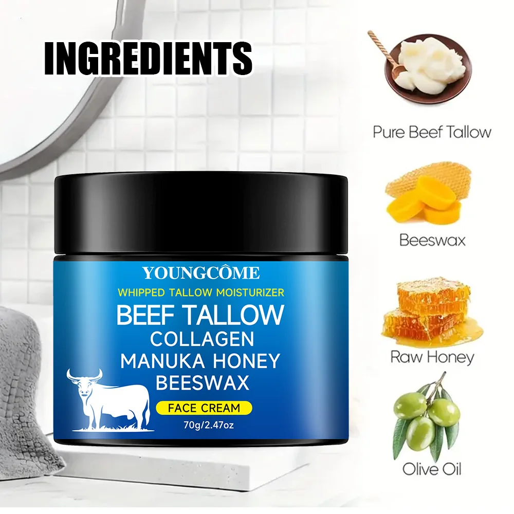 Tallow Face Cream Raw Honayolive Oil Anti Aging Face Cream Wrinkle Remover Collagenr Smooth Wrinkle Moisturizing Firming view 3