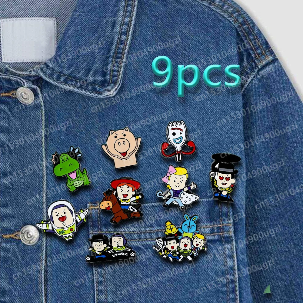 Hot Disney Anime Toy Story Cartoon Character Series Metal Brooch Creative Buzz Lightyear Lapel Enamel Pins To Decorate Clothing