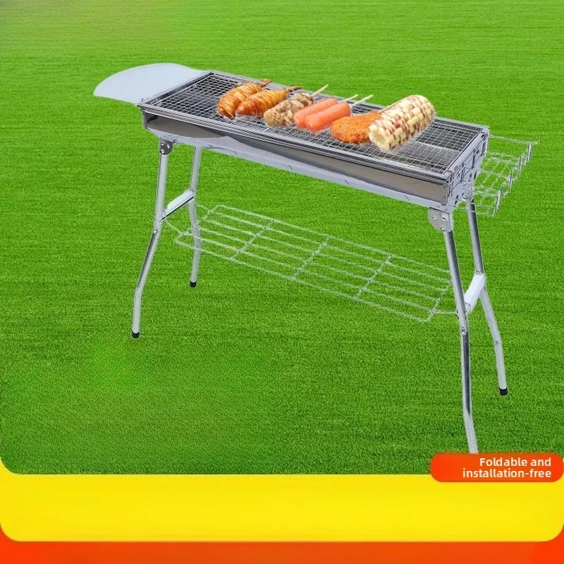 Stainless Steel Foldable BBQ Grill Set Skewers Galvanized Camping Outdoor Cooking Kit Bbq Grill Portable Grill Bbq Accessories