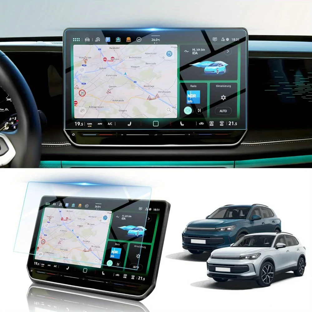 Tempered Glass For VOLKSWAGEN VW Tiguan 2025 Tiguan SEL R-Line Screen Car Navigation Display High Definition Scratch-resistant