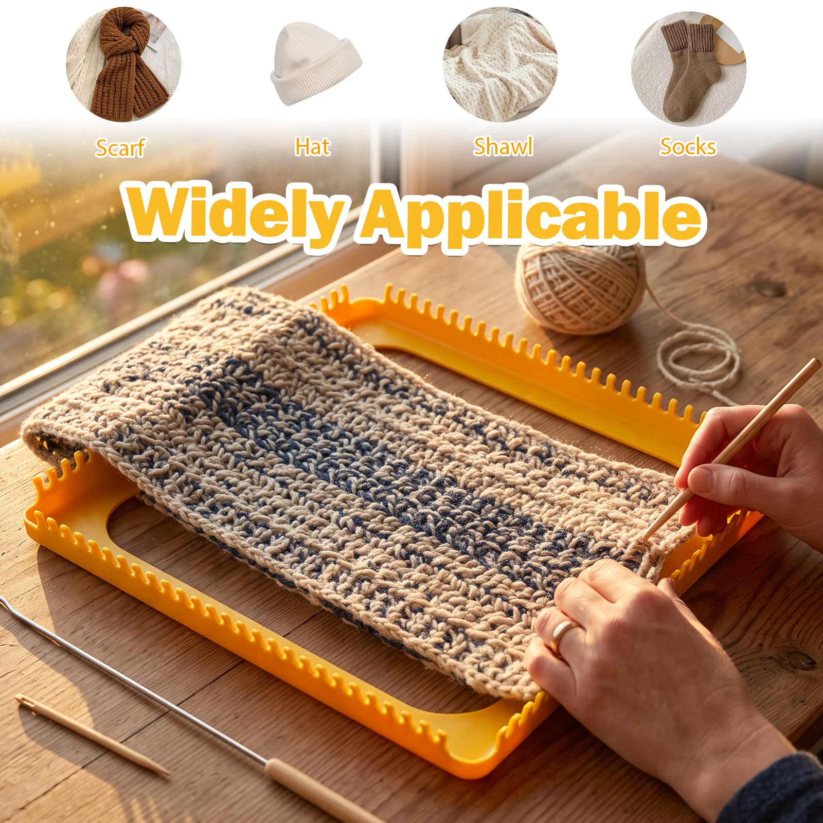 27/18 Dense Teeth Weaving Frame Metal Square Hand Knitting Frame Double Yarn Weaving Compatibility for Beginner Craft Enthusiast