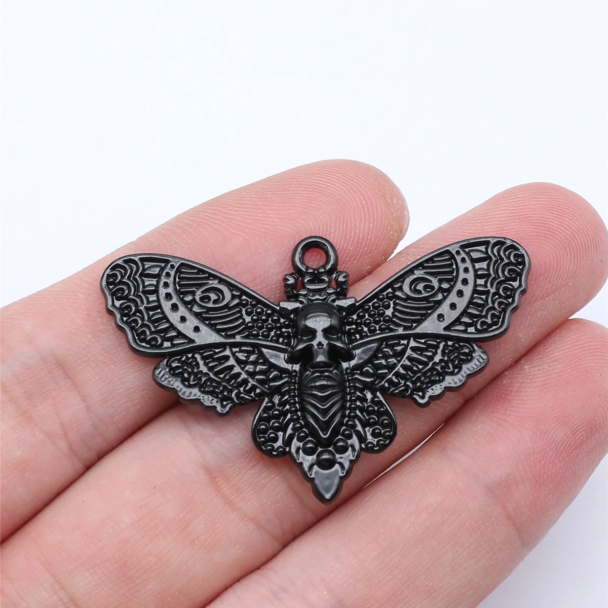 WYSIWYG 5 sztuk 27x43mm 4 kolory czaszka motyl Charms ćma czaszka wisiorek dla DIY tworzenia biżuterii ręcznie robiona biżuteria rękodzieło ustalenia
