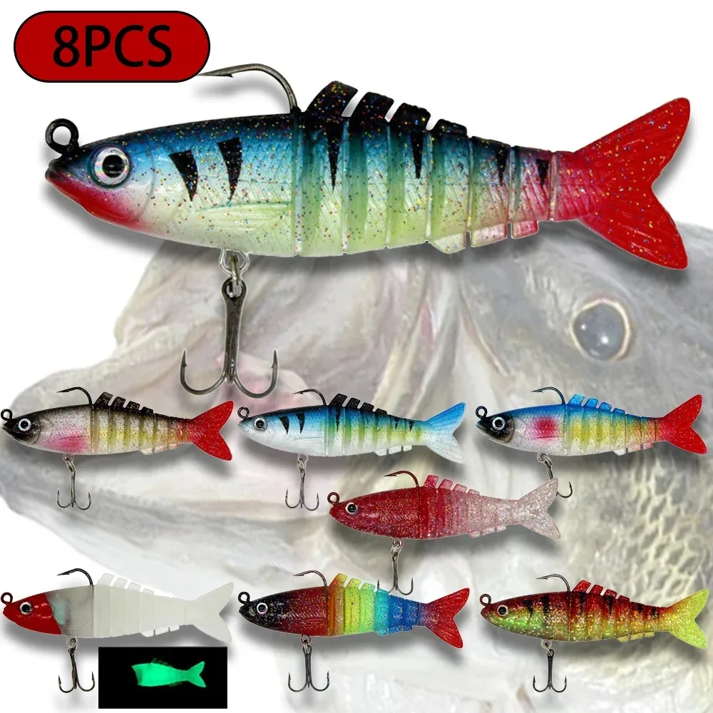 8PCS 16g Multi Jointed Fisch Lockt für Angeln Werkzeuge Silikon Köder Wobbler Angeln Lieferungen Künstliche Neue Wobbler Sport waren