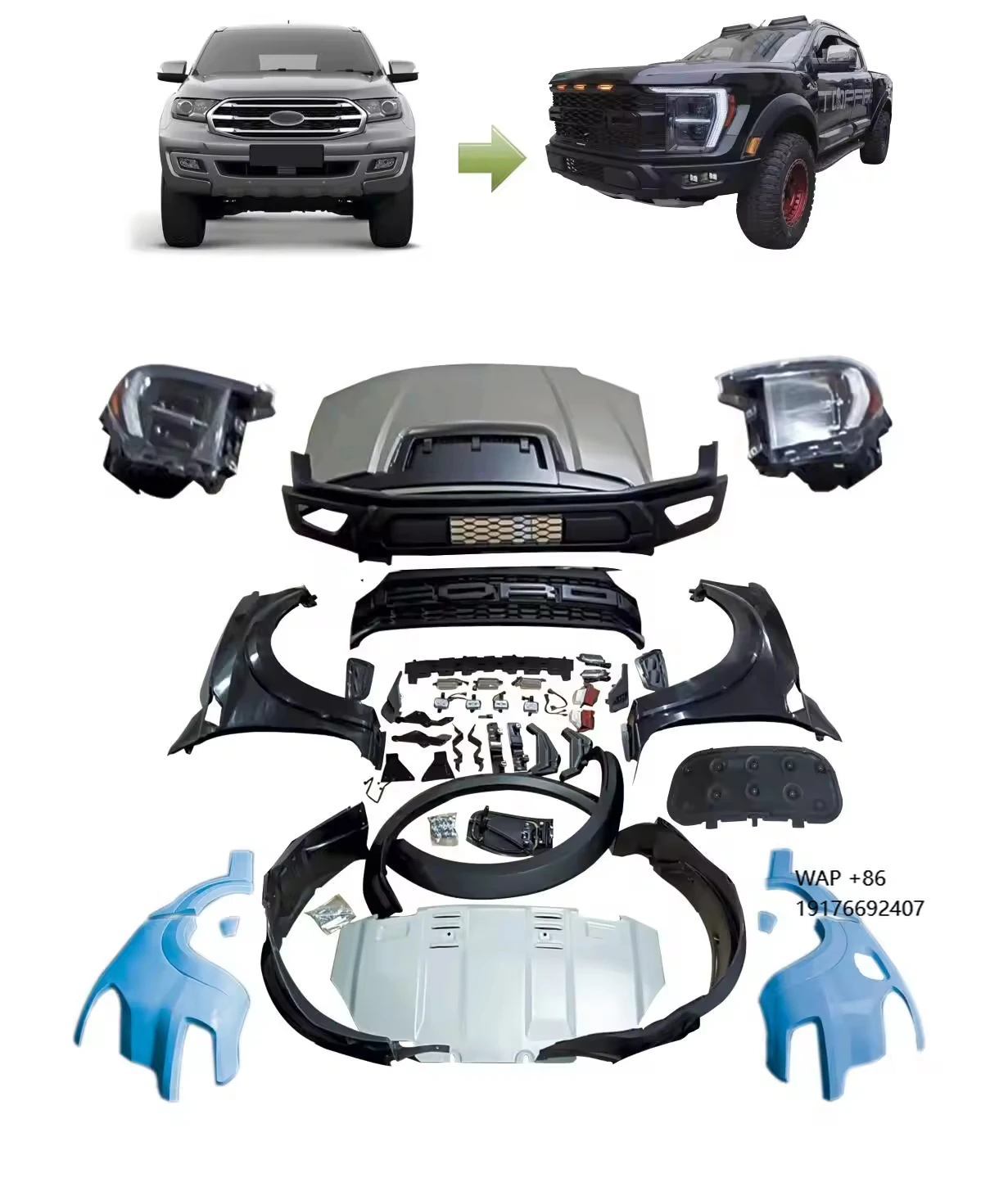 

Factory Price Full Set Body Kits for Ford Everest Upgrade to F150 Raptor Bumpers 4x4 Pickup Car Accessories