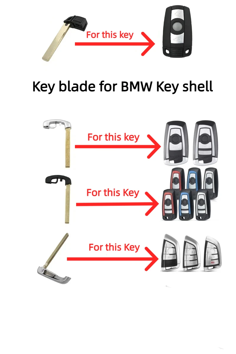 Blank Replacement Key Blade for BMW 1 3 4 5 7 F Series X3 X5 X7 X1 Uncut Insert Key for Keyless Remote Key Fob