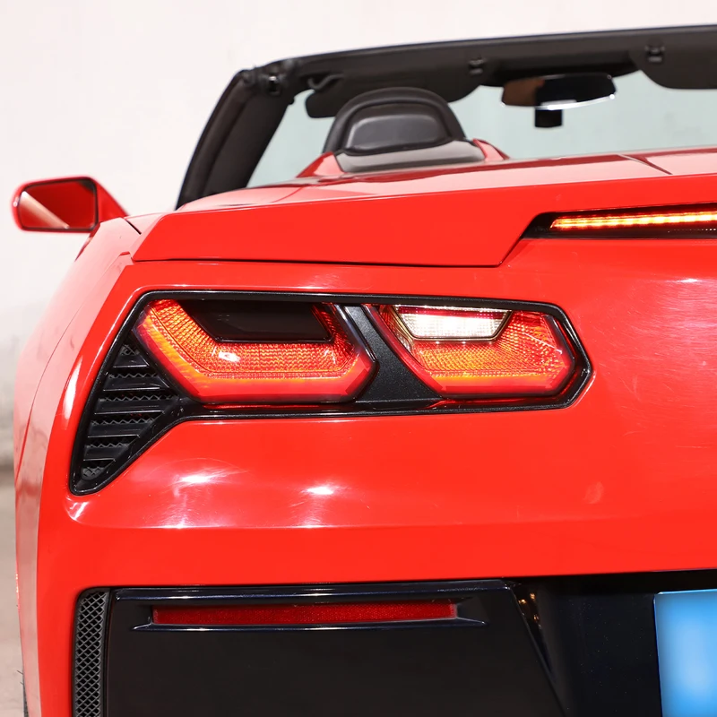 

ABS black For Chevy Corvette C7 2014-2019 Car Rear Tail Light Rear fog lamps Blackout cover trim sticker car Accessories