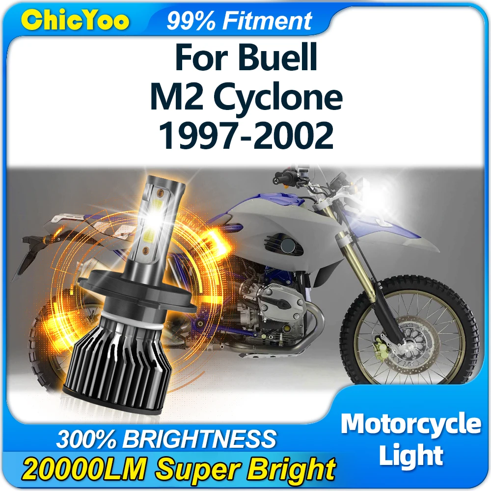 

1PC LED Moto Headlight Bulb 20000LM High Low Beam Moto Lamp 6000K White For Buell M2 Cyclone 1997 1998 1999 2000 2001 2002