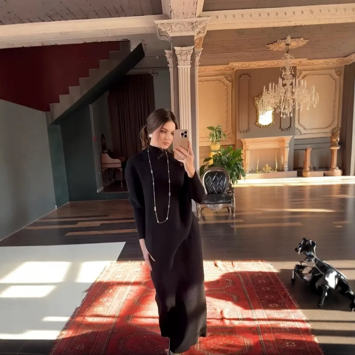 2025 outono novo sle floral impressão magro ajuste dr cintura cinched a linha de malha algodão poliéster meados de ano feminino dr