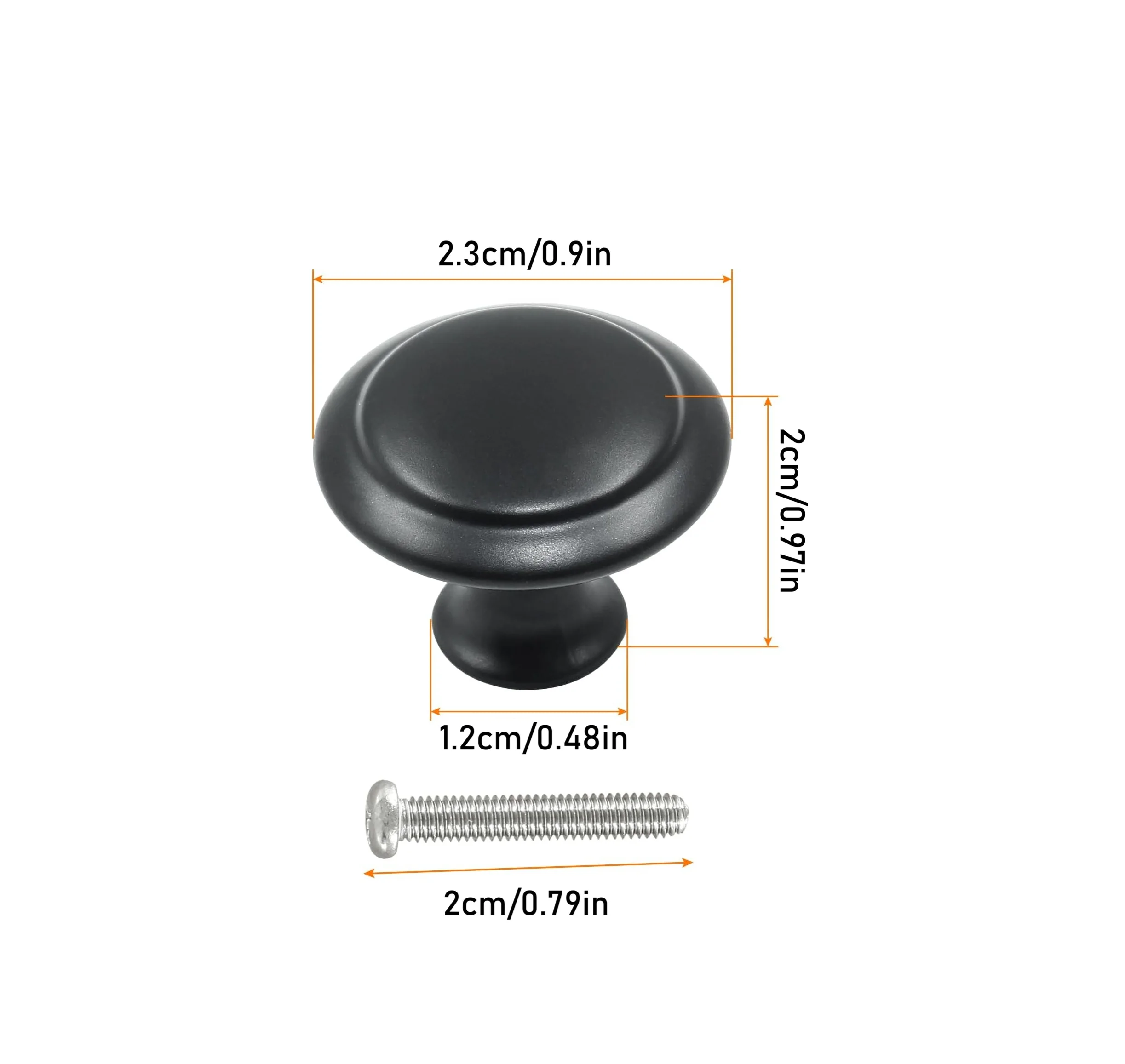 6/12PCS Black Round Cabinet Knobs and Handles Metal Drawer Pulls Modern Kitchen Hardware Door Knobs with Screws for Furniture