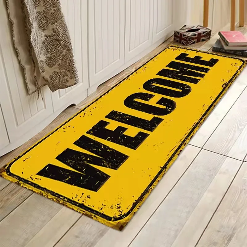 3D Letter Printed Laundry Room Door Mat Bedroom Hallway Doorway Kitchen Rug Long Strip Durable Area Rugs Carpet Home Decoration