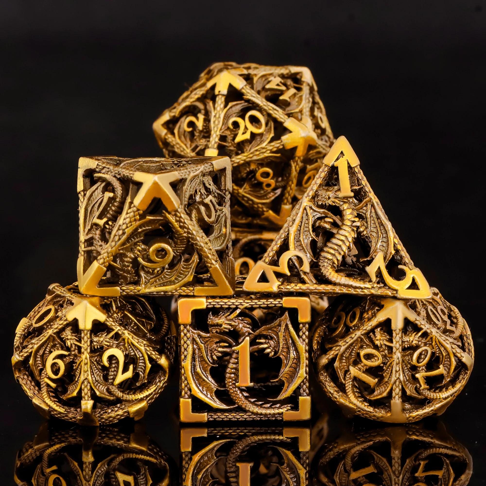

Flying Dragon Metal Dice Set - 7 Pcs RPG Gaming Dice - Colorful Collectible Metal Dice