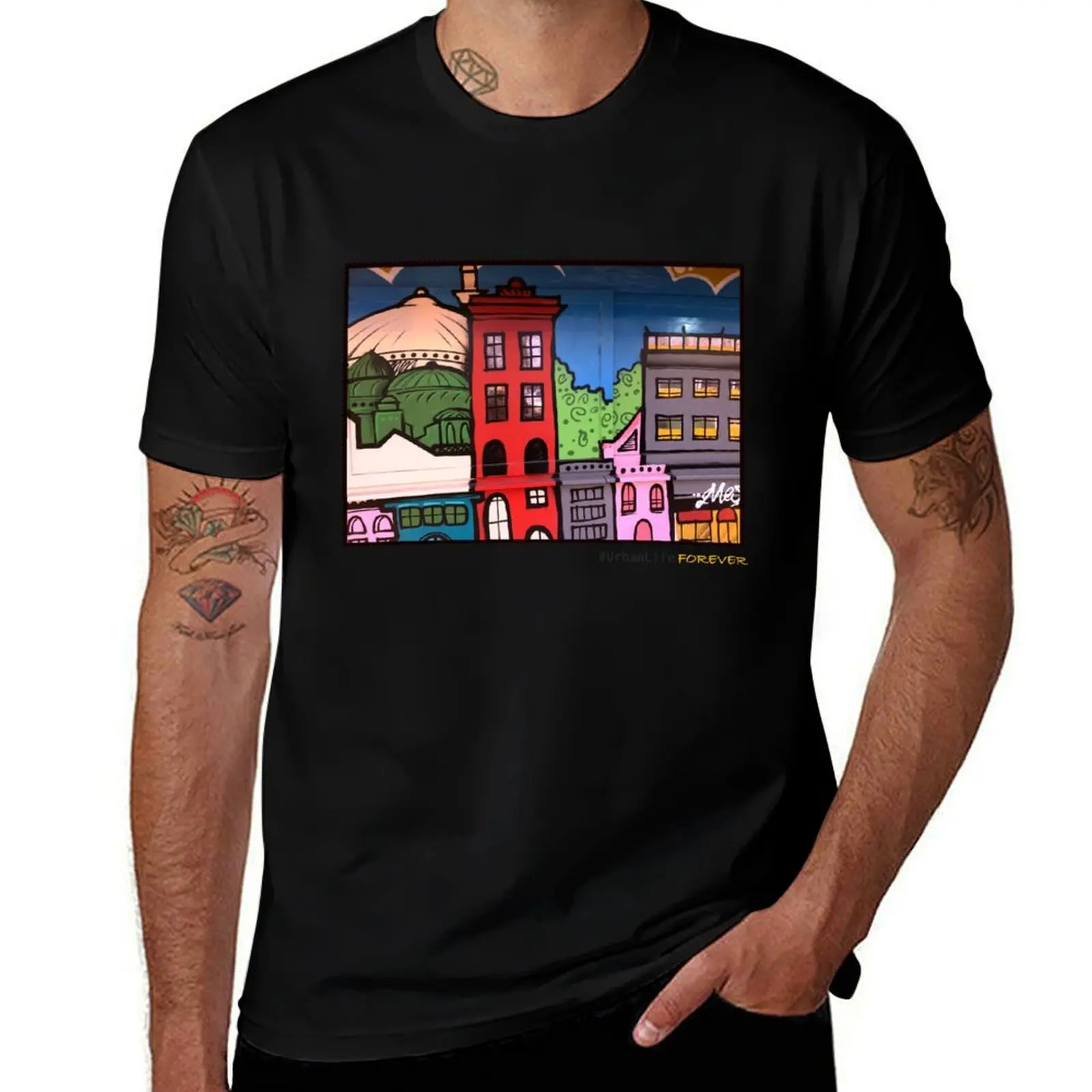 Graffiti street art scene - Urban Life Forever - stay safe and real T-Shirt Halloween Theme T-Shirt