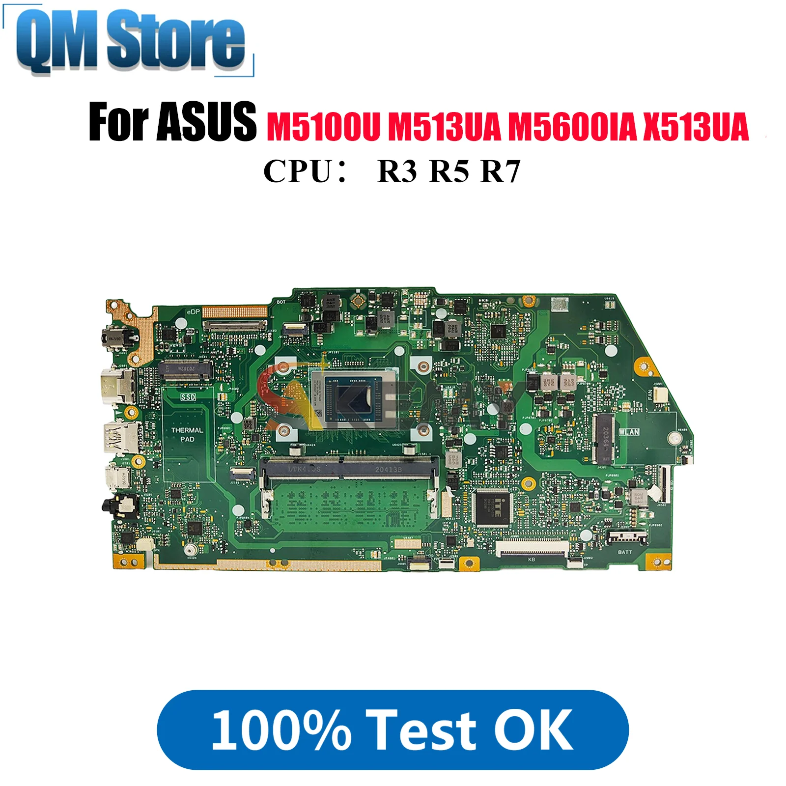 Płyta główna do laptopa ASUS VivoBook X513UA M5600IA X513U M5100U M513UA z procesorem R3 R5 R7, przetestowana w 100%, szybka wysyłka