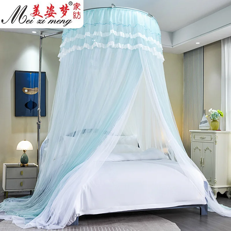 Custom.2025 New Trendy Double-Layer Round Mosquito Net with Encrypted Home Use, Princess Style Hanging Bracket