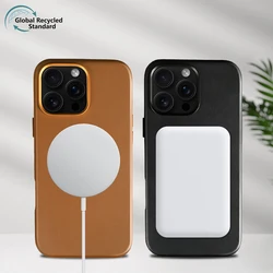 Eco-friendly Magnetic Leather Phone Case For Iphone 16 Pro Max Cover For Iphone 15Pro Magsafe Wireless Charging Vintage Fundas