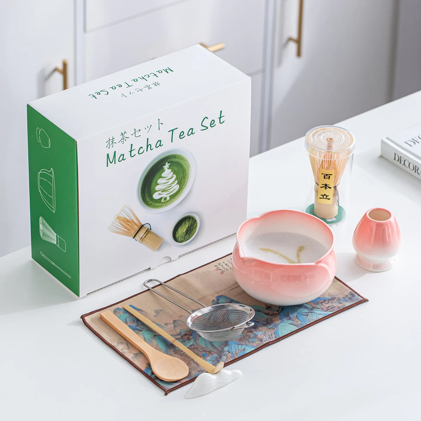 8pc Matcha Whisk Set, Adorable Pink Tea Utensil Set, Perfect Matcha Preparation Kit for Matcha Enthusiasts and Tea Ceremony
