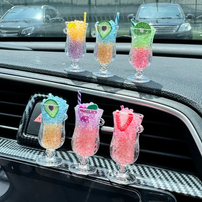 New Luminous Two-color Fruit Smoothie Cup Creative Pendant Car Centre Console Decorative Accessories Can Be Placed Air Freshener