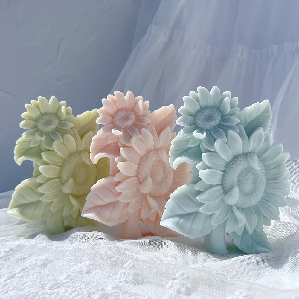 

Bouquet Flower Sunflower Candle Mold Table Decoration Peony Floral Bouquet Pillar Silicone Mold Luxury Unique Wedding Gift