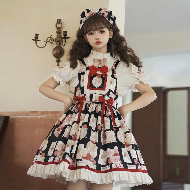 Lolita Sweet Cute Design Sweet Doll Feeling Dress Japanese Rojita High Waist Strap Dresses JSK Women's Clothes Vestidos De Mujer