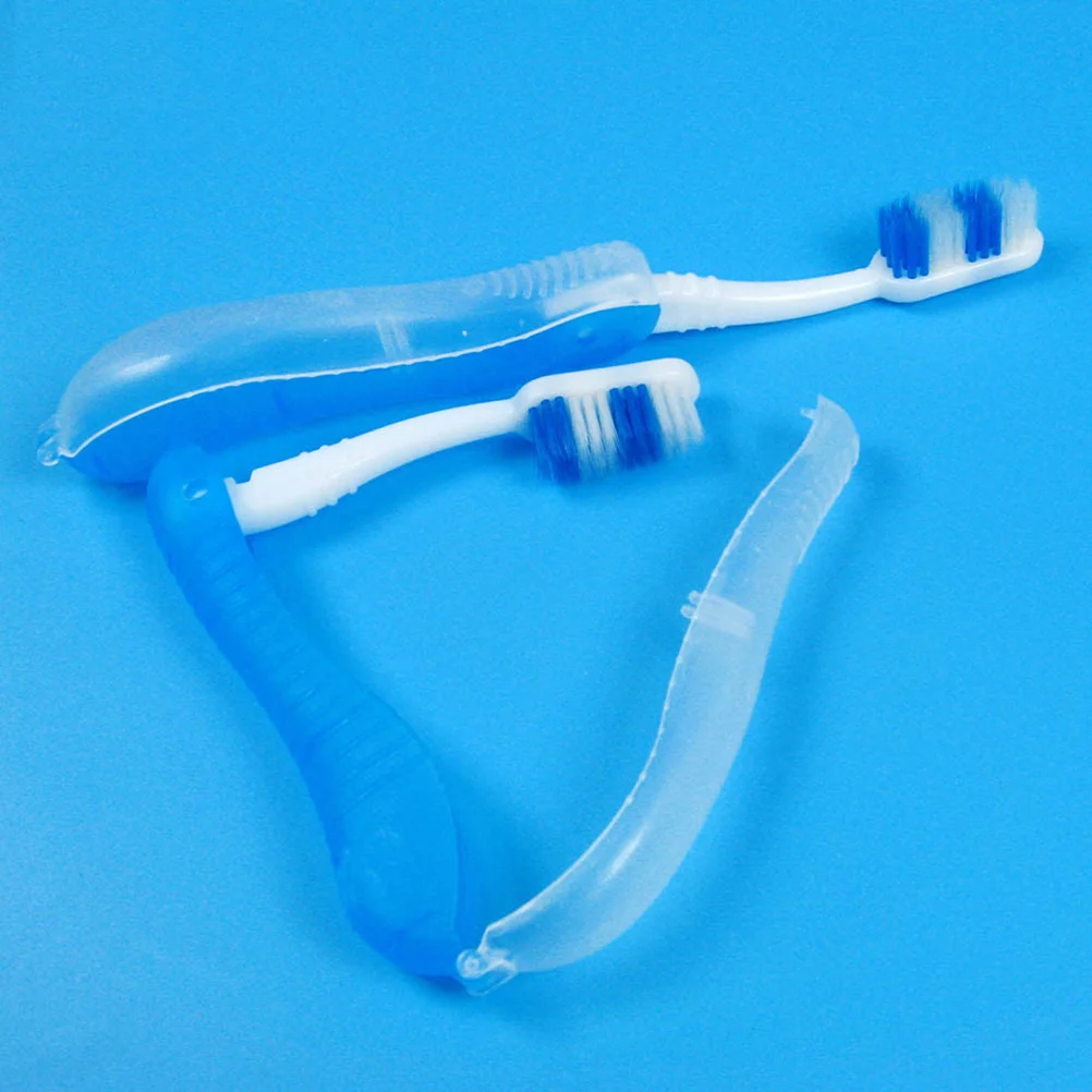 Cepillo de dientes de viaje plegable de cerdas, cepillo Dental portátil para senderismo y Camping, azul