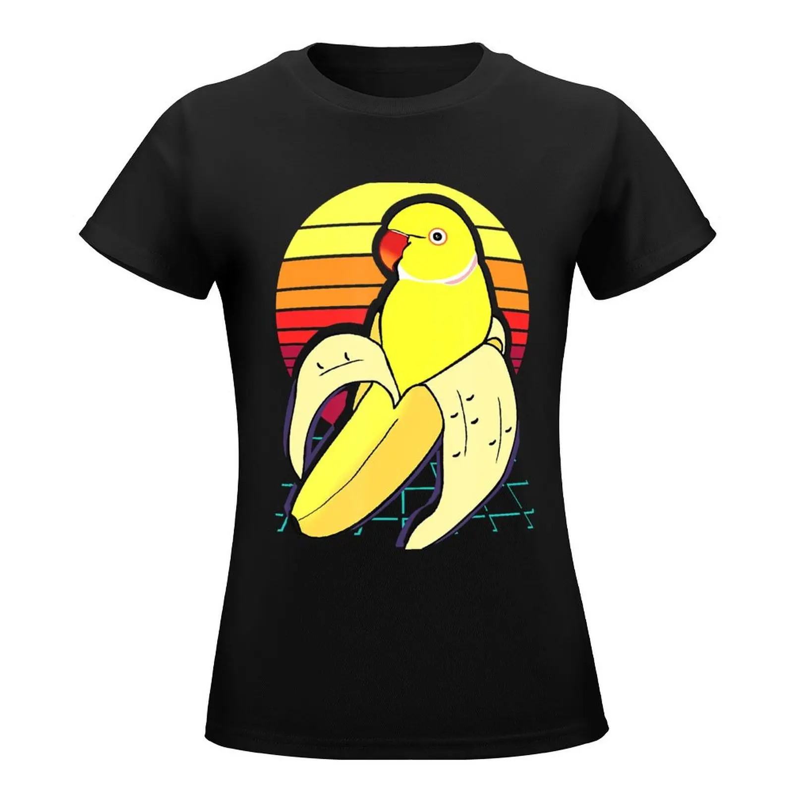 Aesthetic Vaporwave Banana Indian RingneckBirb Parrot T-Shirt Blouse summer clothes summer tops Woman clothing