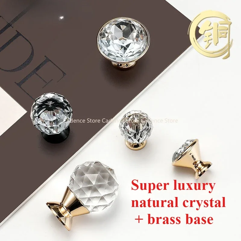 eluxe Crystal Cabinet Handle - Solid Brass Base Drawer Handle Wardrobe, Shoe Cabinet, Cabinet Crystal Handle