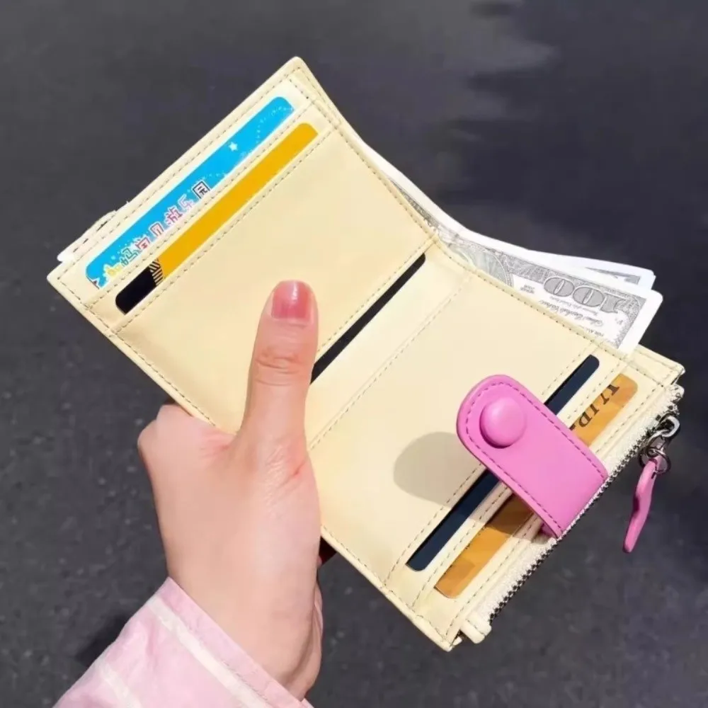 Korean Style Dachshund Printing Short Wallet Dopamine Color Cartoon Dog Coin Purse PU Zipper Small Item Bag Women Girl