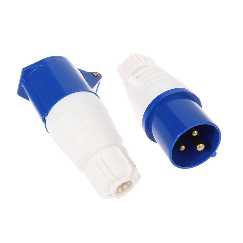 Enchufes impermeables industriales de 3 pines, conector macho/hembra, 220V, 16A, IP44, 2P, para caravana, autocaravana, remolque, camión, yate