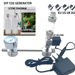 Aquarium DIY CO2 Generator Fish Tank Aquatic Plant Generator with Bubble Counter Electromagnetic Valve Fish Tank CO2 Generator