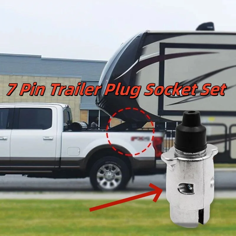 

7 Pin Trailer Plug Socket Set Aluminum Alloy Plug Car Trailer Coupling Connector EU Plug Trailer RV Accessories Plug Socket