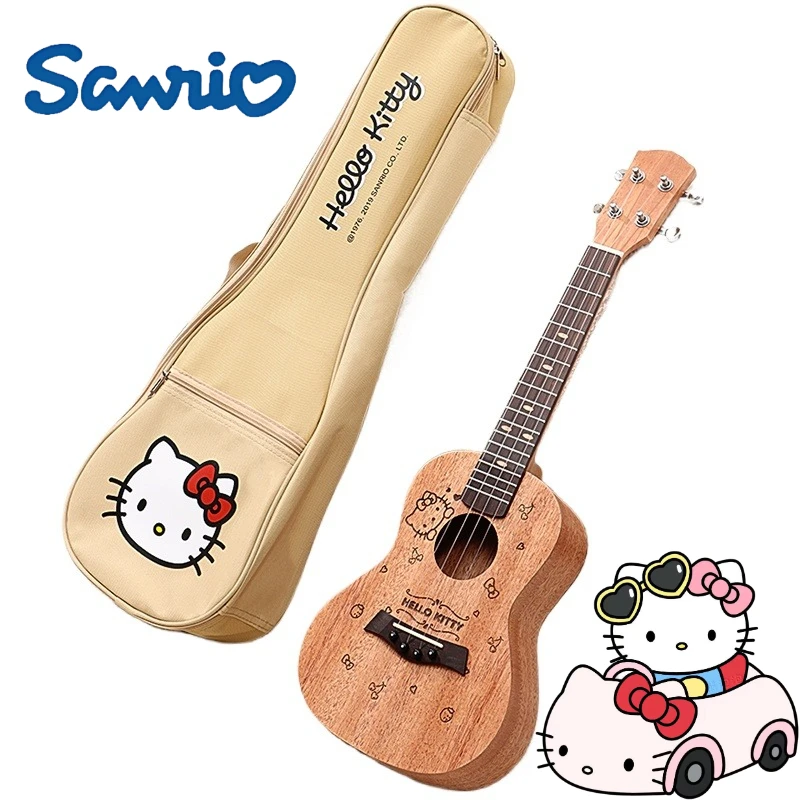 

Sanrio Hello Kitty cartoon cute mini guitar for boys and girls beginners ukulele anime merchandise Christmas Halloween gift.