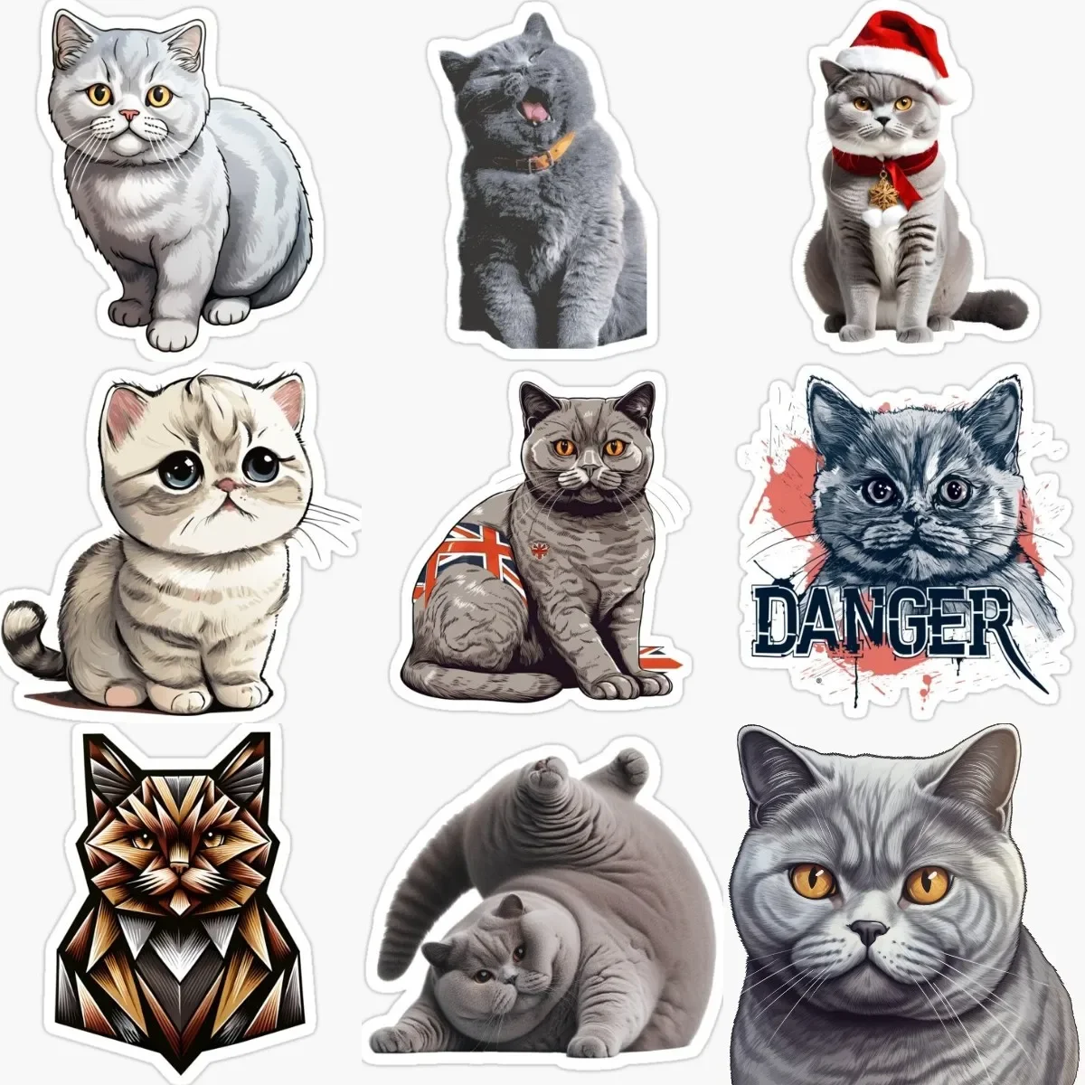 

Cute British Shorthair Cat Pets PVC Creative Sticker Decorate for Car Van Door Wall Bicycle Window Helmet Decal Accessories