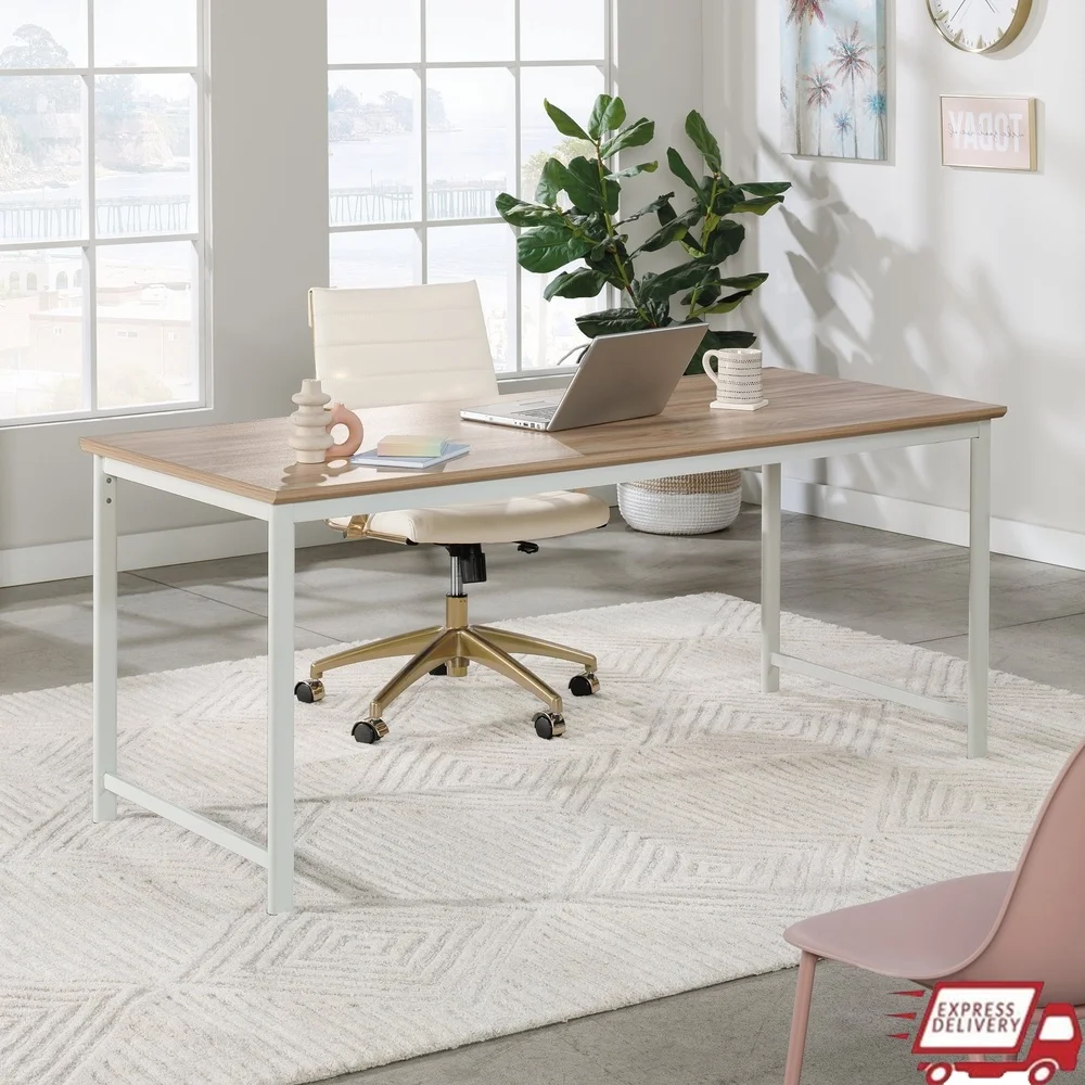 

Engineered Wood and Metal Computer Desk Scratch Resistant Melamine Top Durable Frame Home Office Table Assembly Required