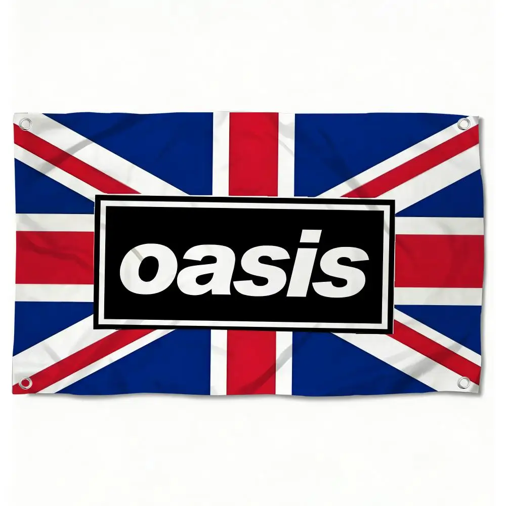 Rock Band O-oasis Flags Horizontal High Density Knitted Fabric European Simple For Durable Outdoor Indoor Use