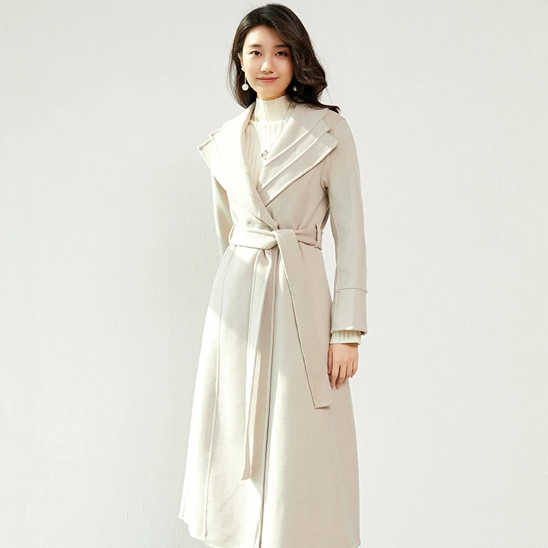 

Autumn and Winter New Double-sided Wool Coat For Women in Medium Length Hepburn Style Slim Coat Woolen Woolen Coat