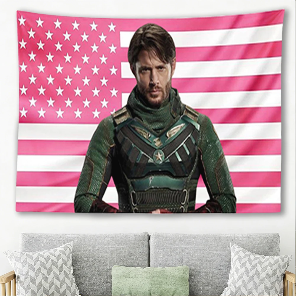 Soldier Boy Pink American Flag Tapestry The Boys TV Character Portrait Wall Hanging Dorm Bedroom Fan Banner
