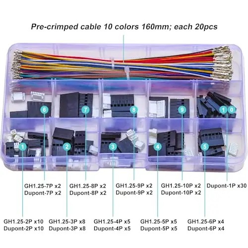 Gh 1,25 bis dupont 2,54 jst stecker dupont stecker kit jst-gh 1,25mm & dupont 2,54mm 1/2/3/4/5/6/7/8/9/10pin (gh-to-dupont)