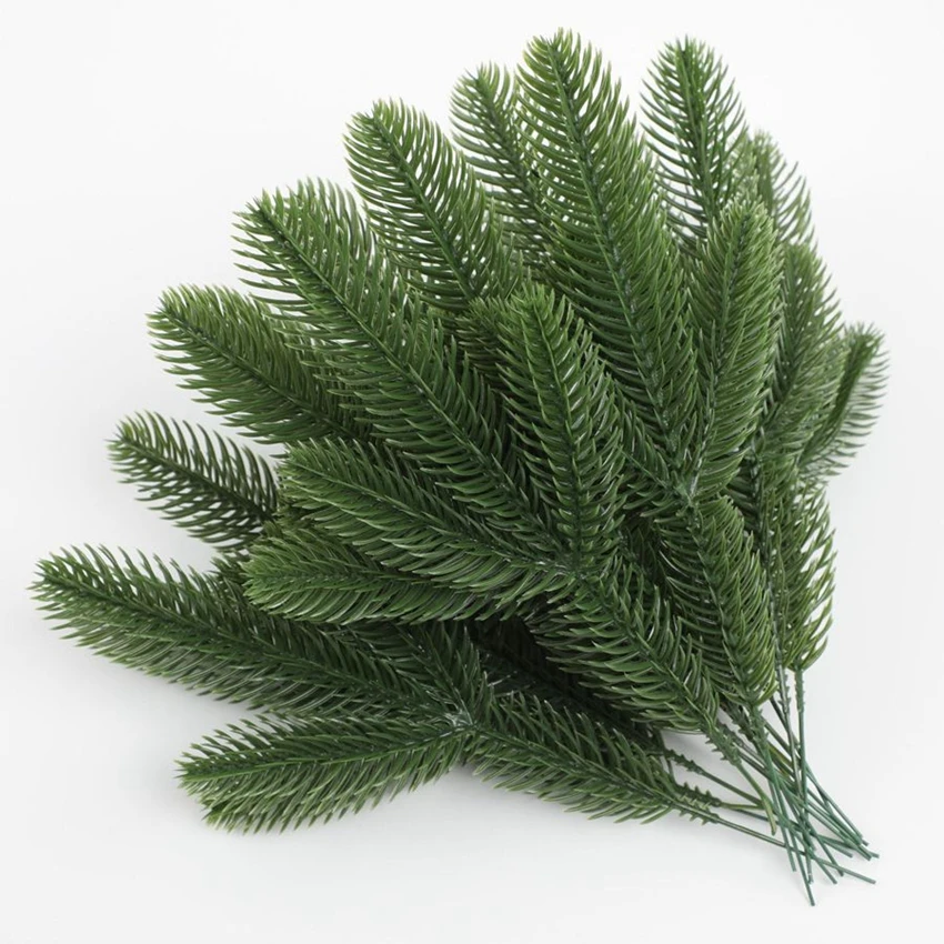 

10pcs Artificial plant Pine Needles Home festival Outdoor Garden wall Decor accessory Wedding Christmas tree Diy Gift Candy box