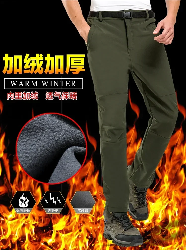 Description Picture 4 of itemWarm Winter Men Soft Shell Pants Travel Waterproof Outdoor Camping&Hiking Pants Fleece Windproof Skiing Trousers