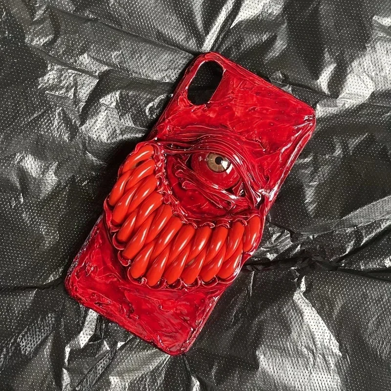 

4034 Original Handmade Stereo 3D Teeth Red Cthulhu Eyes Horror Gothic Punk Dark Cthulhu Halloween Gift Customized Phone Case