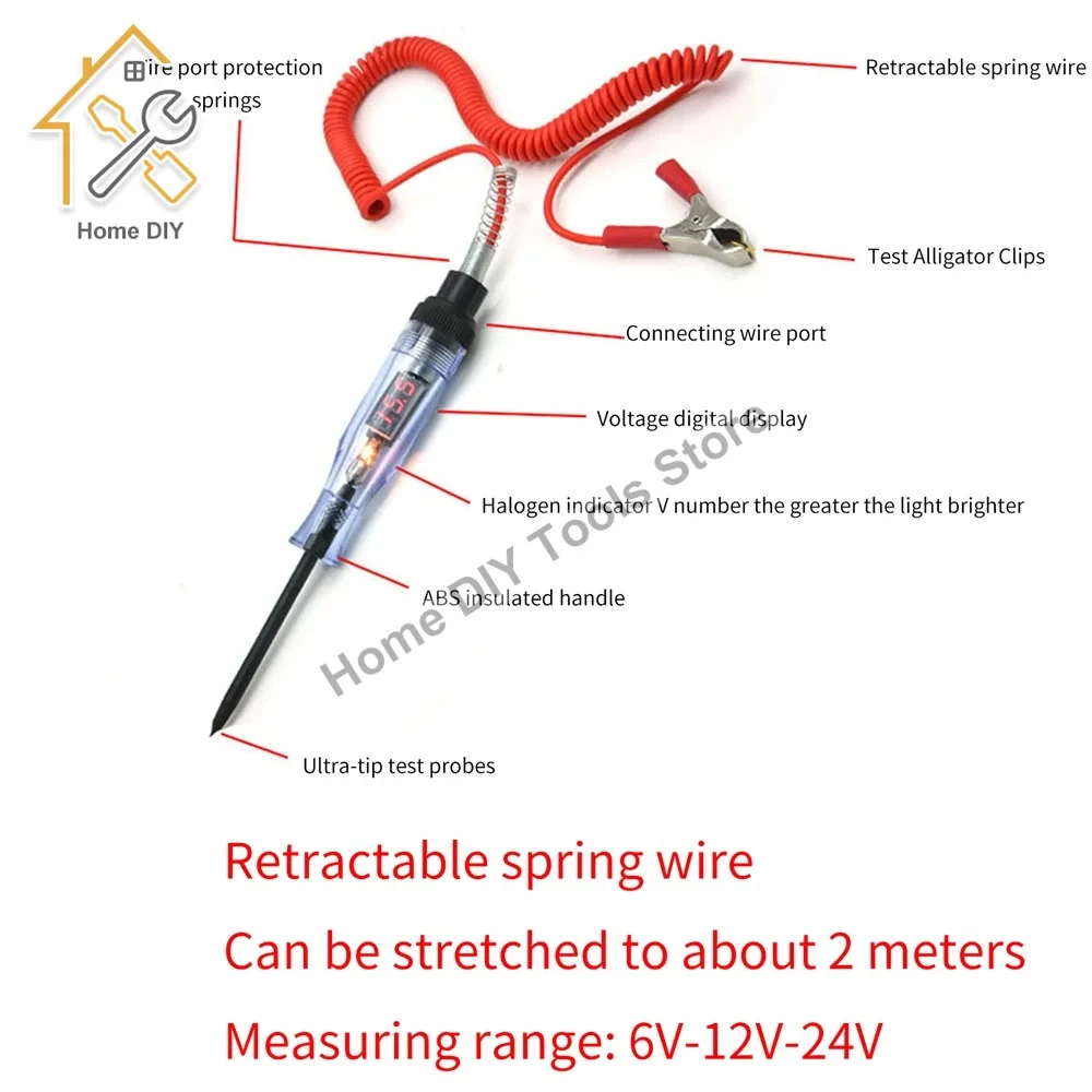 3-36V DC Car Truck Voltage Circuit Tester Digital Display Electric Pen Probe Pen Light Bulb Automobile Diagnostic Tools