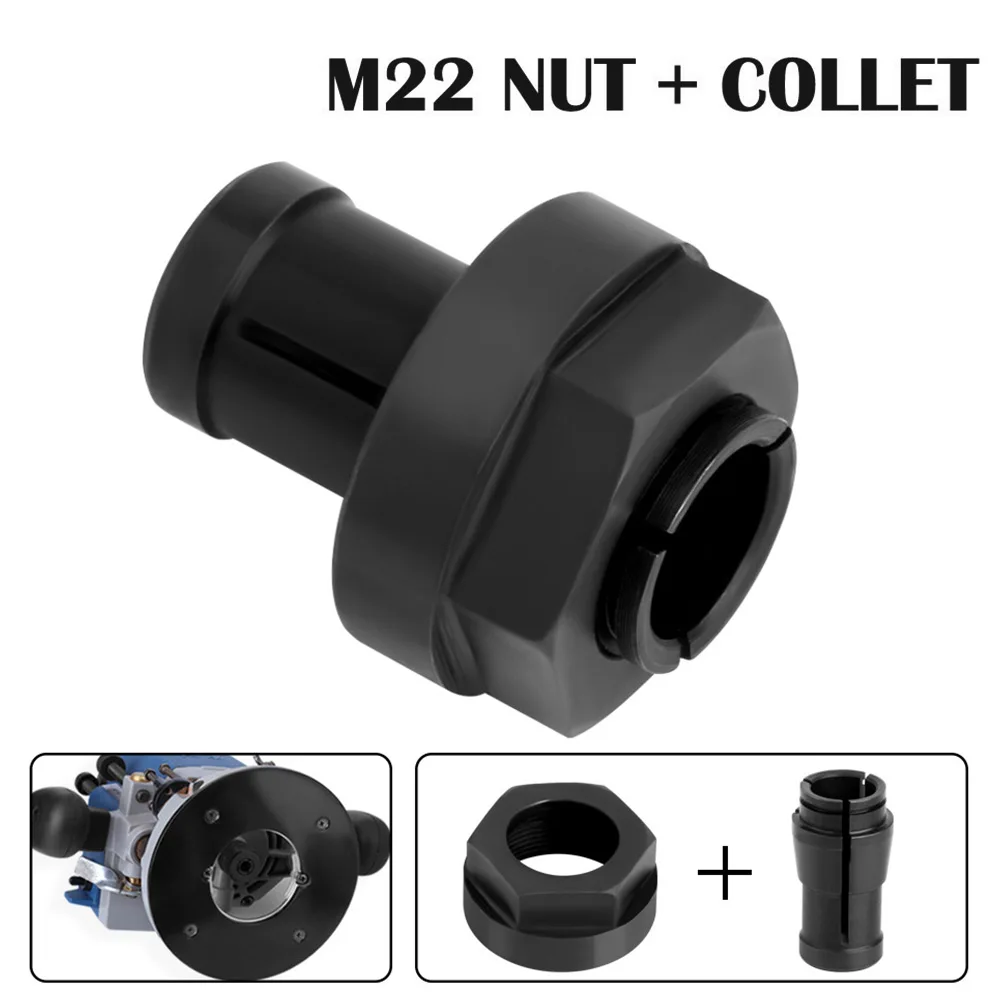 M22 12mm Collet Chuck Adapter With Nut Carbon Steel Engraving Machine Chuck Nut Electric Router Milling Cutter Accessories