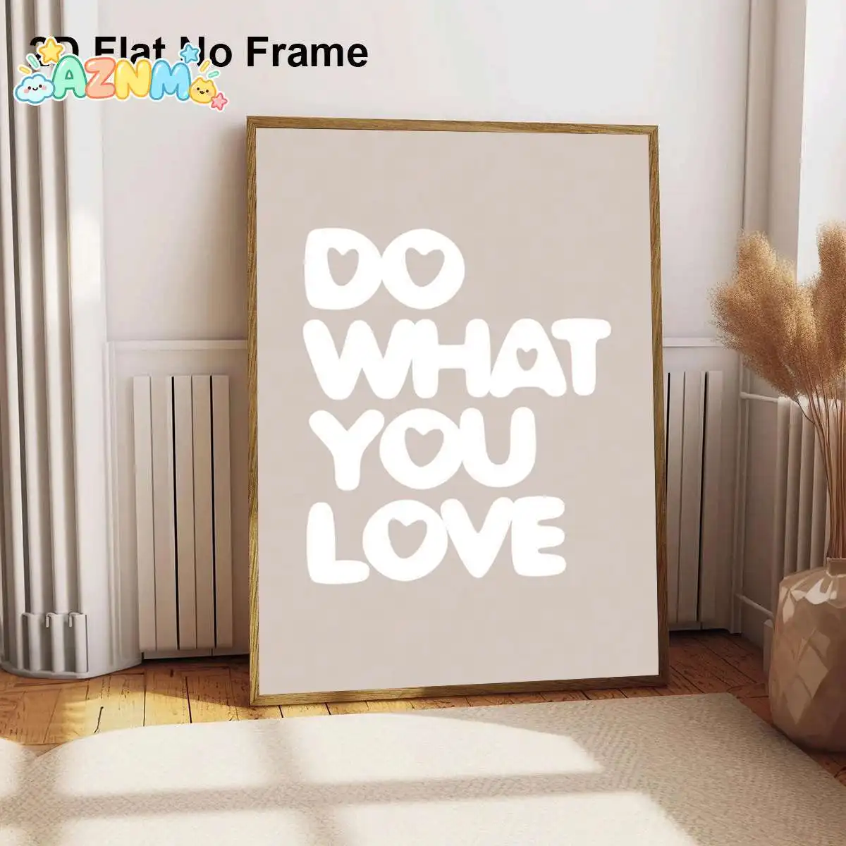 2D Flat, 2D Flat, A Single Piece of Frameless Canvas Art Featuring The Motivational Phrase 'Do What You Love' with Heart Desi