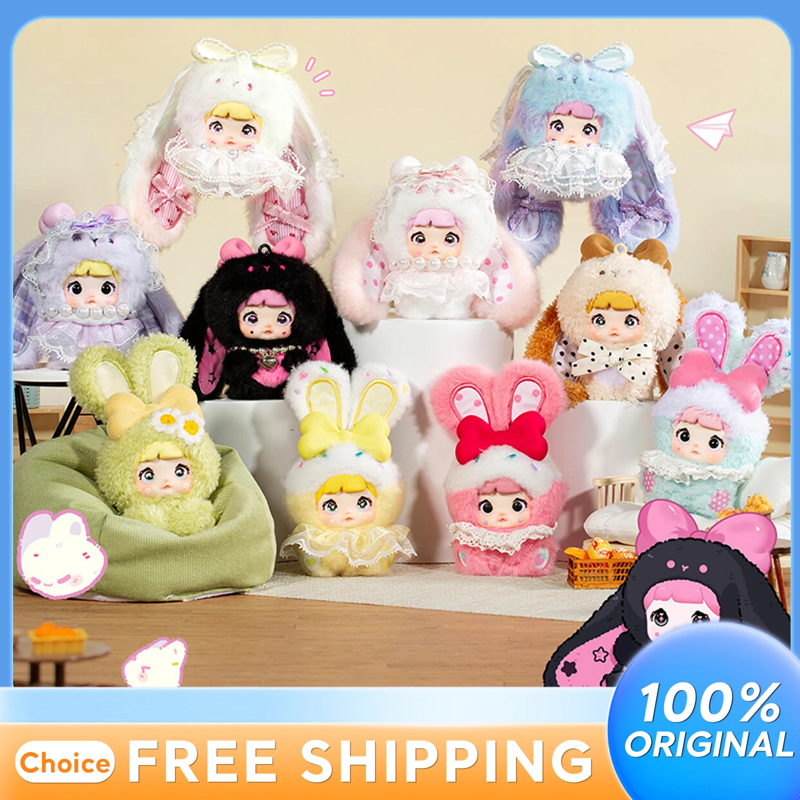 

Nommi Sweetheart Bunny Generation 2 Blind Box Plush Doll Trendy Cute Decorative Pendants Gifts for Girls Collectible Toys