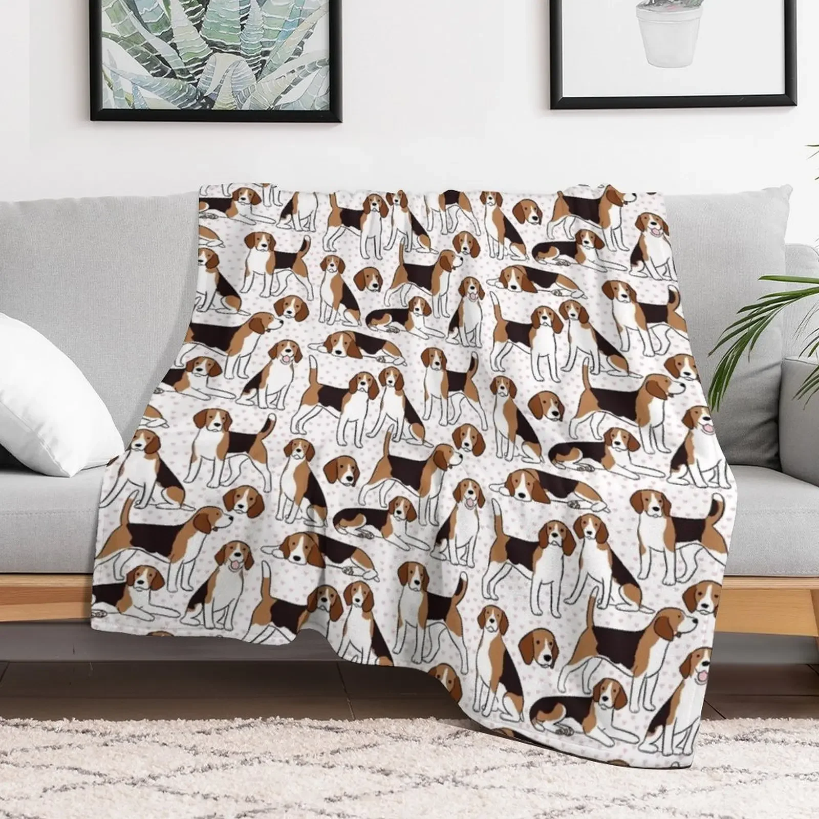 Cute beagle dog pattern Throw Blanket Soft Comfort Blanket for Reading Watching TV