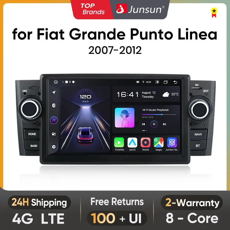 Junsun Android13 Car Radio For Fiat Grande Linea 2007-2012 Car Smart Systems For Apple Carplay FM GPS SWC BT